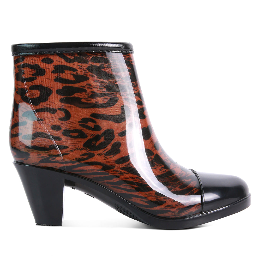 Brown Smart Block Heeled Rainboots