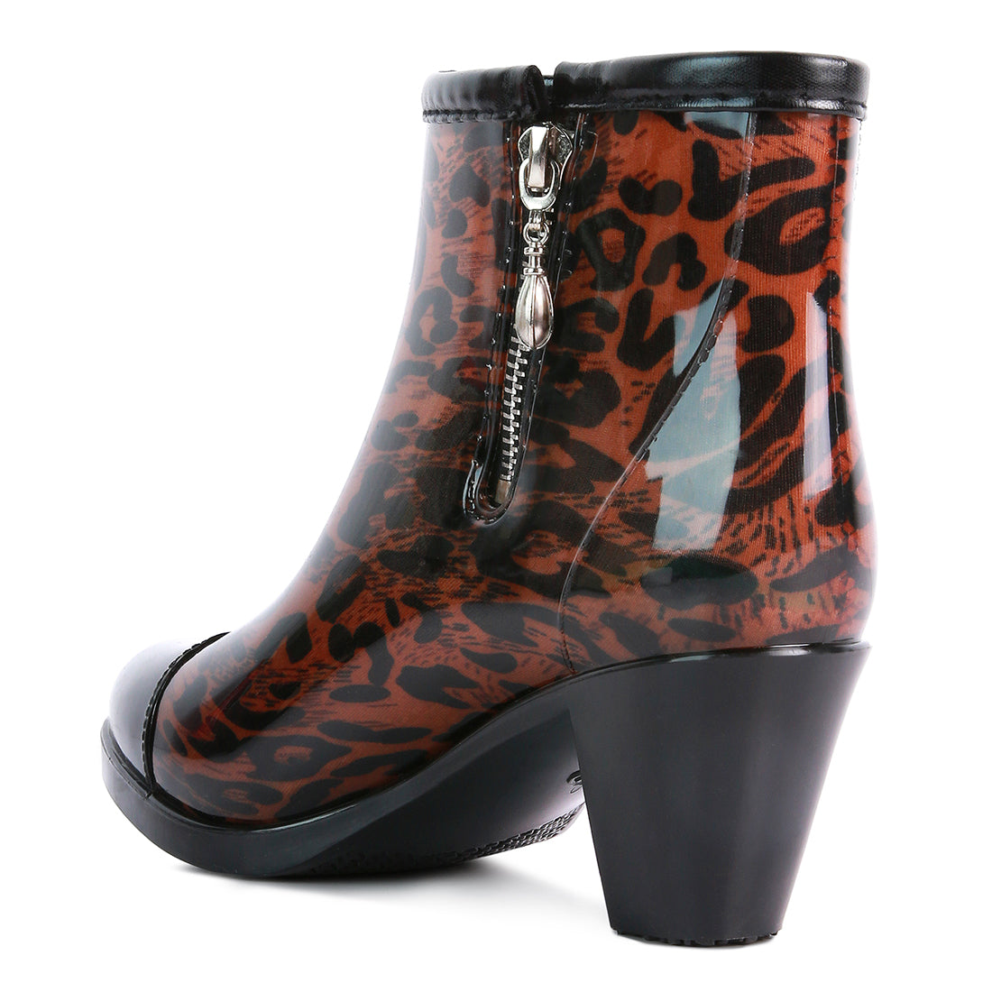 Brown Smart Block Heeled Rainboots