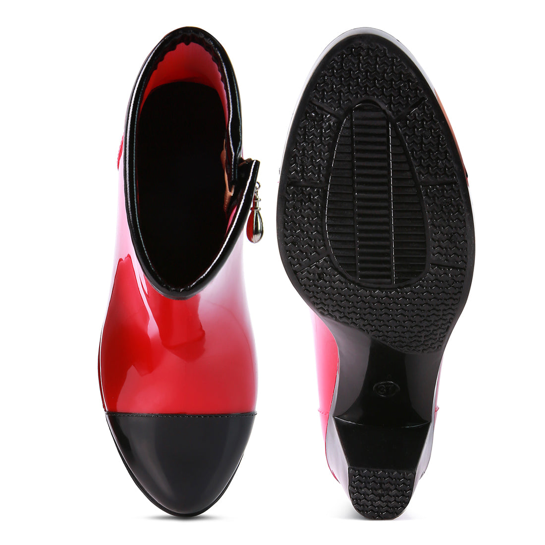 Red Smart Block Heeled Rainboots