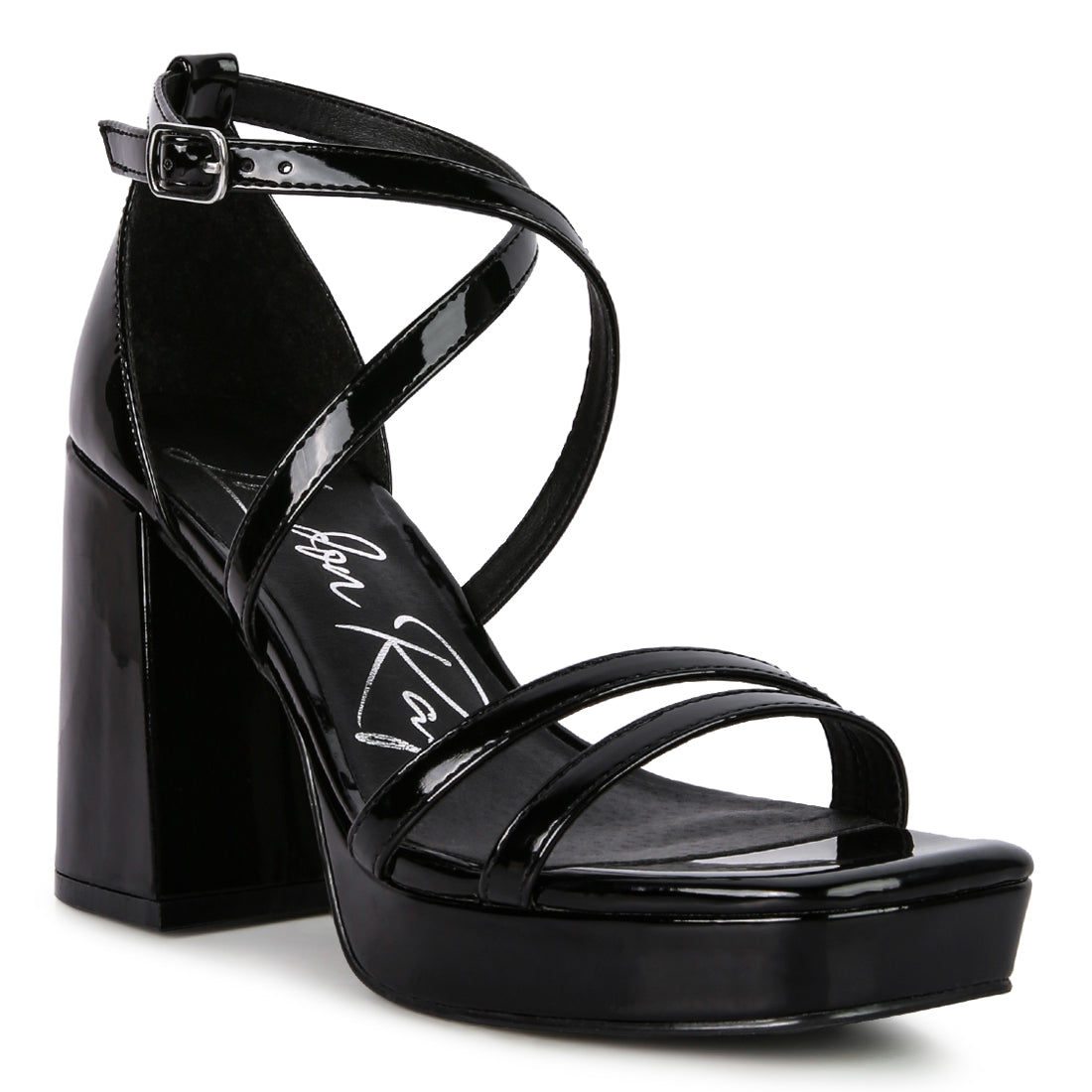 Black Block Heeled Platform Sandals