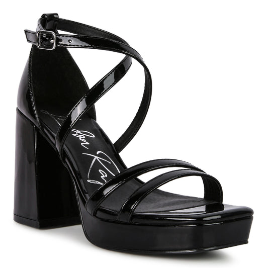 Black Block Heeled Platform Sandals