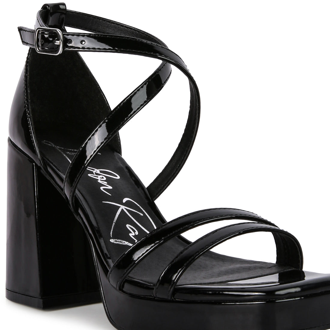 Black Block Heeled Platform Sandals