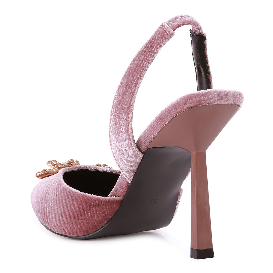 velvet diamante detail heeled slingback mules#color_lilac
