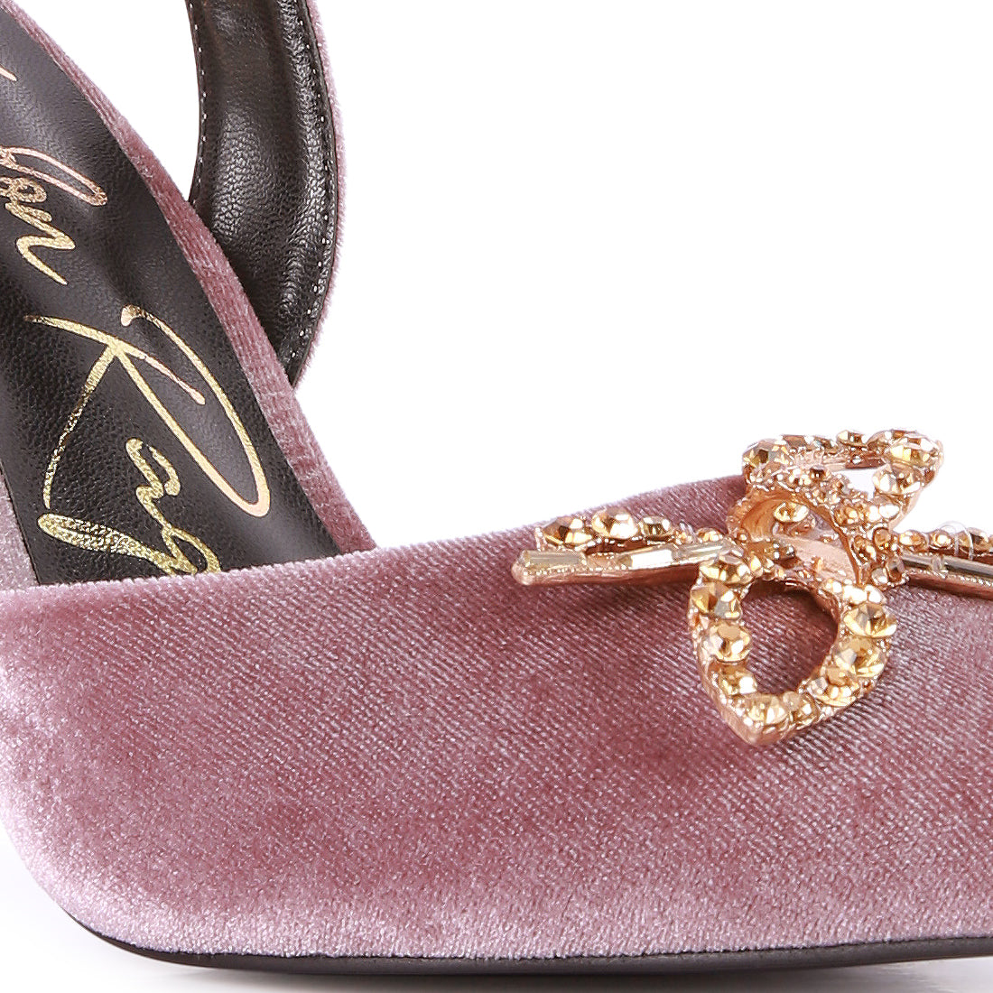 velvet diamante detail heeled slingback mules#color_lilac