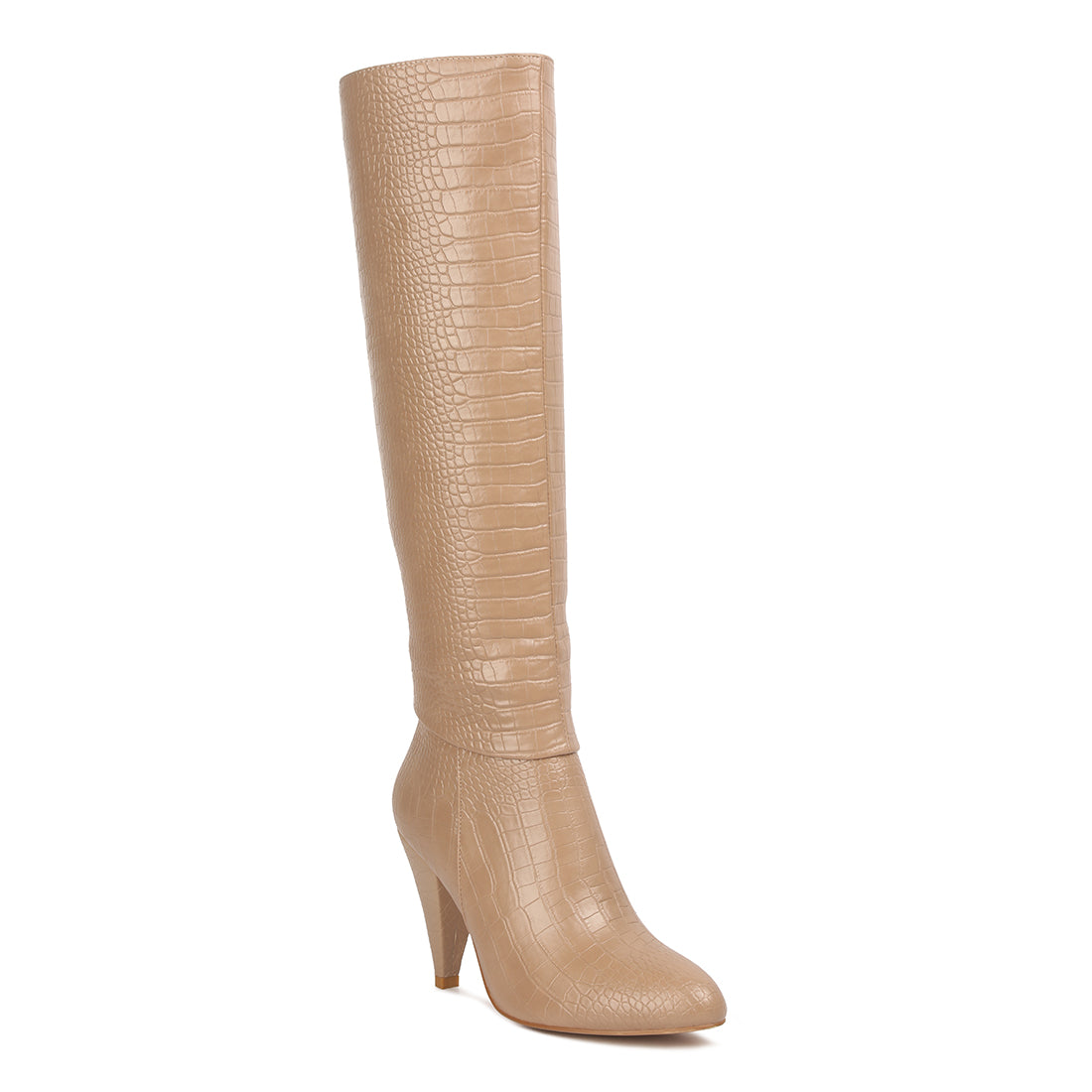calf croc heel boots#color_beige