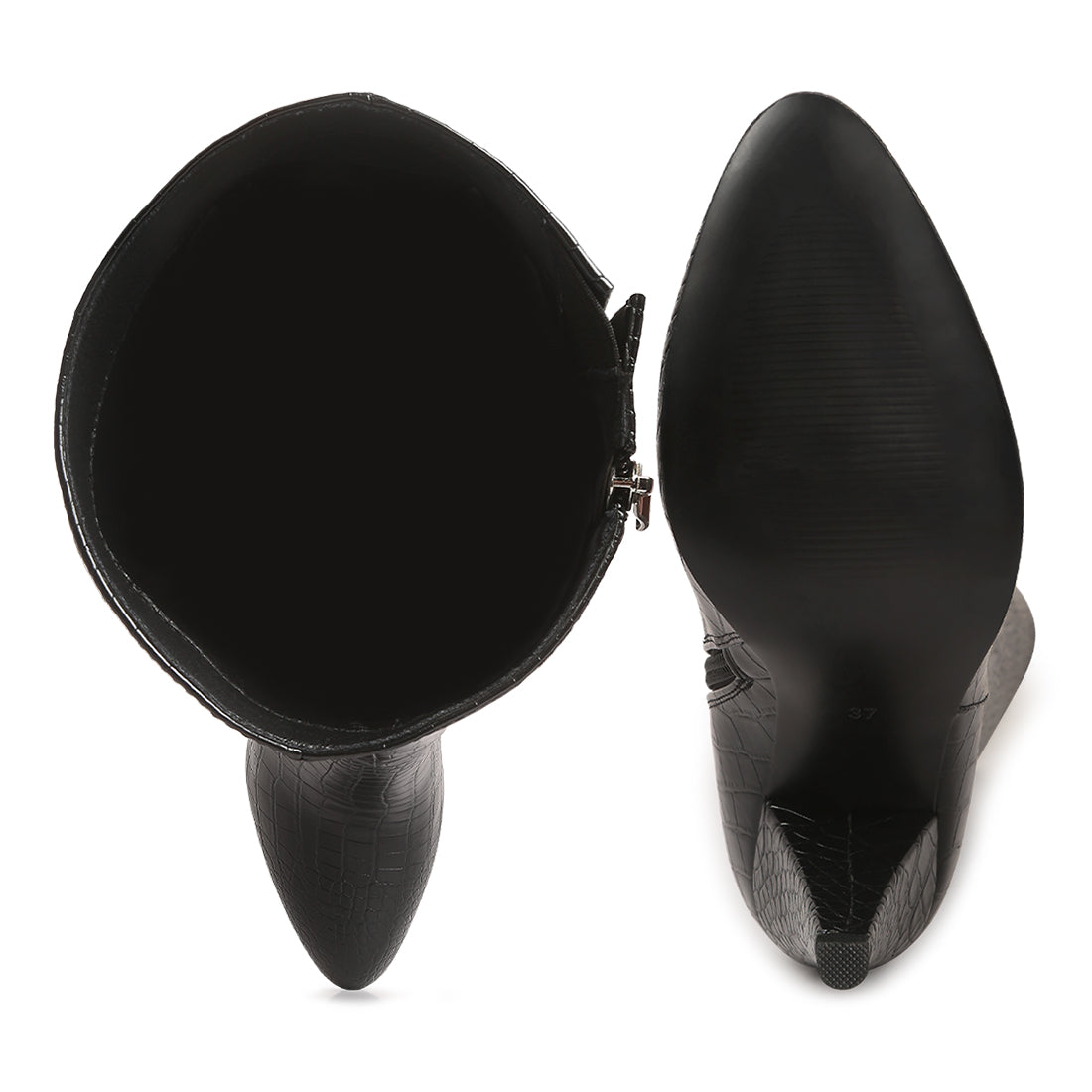 calf croc heel boots#color_black