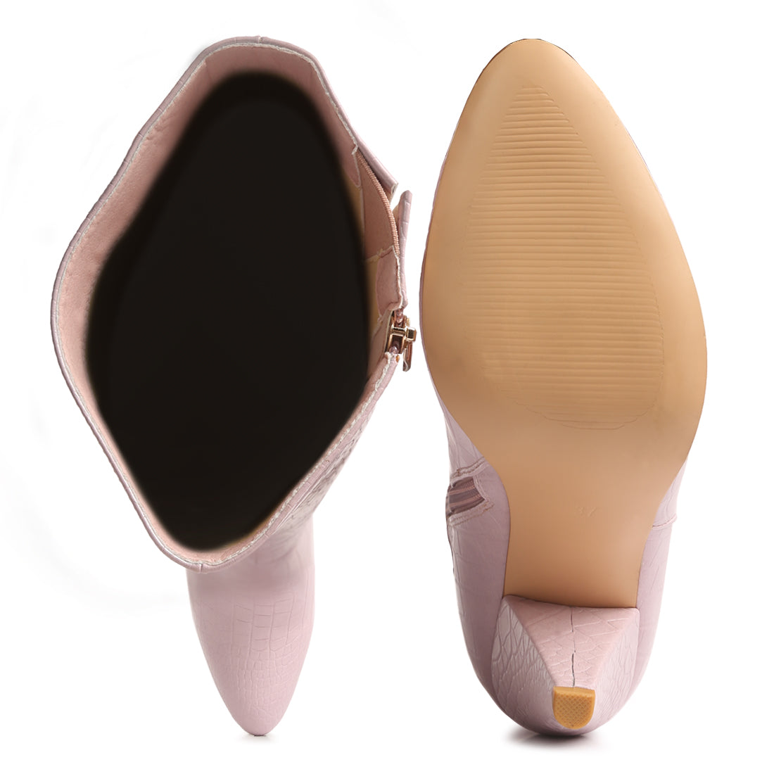 calf croc heel boots#color_blush