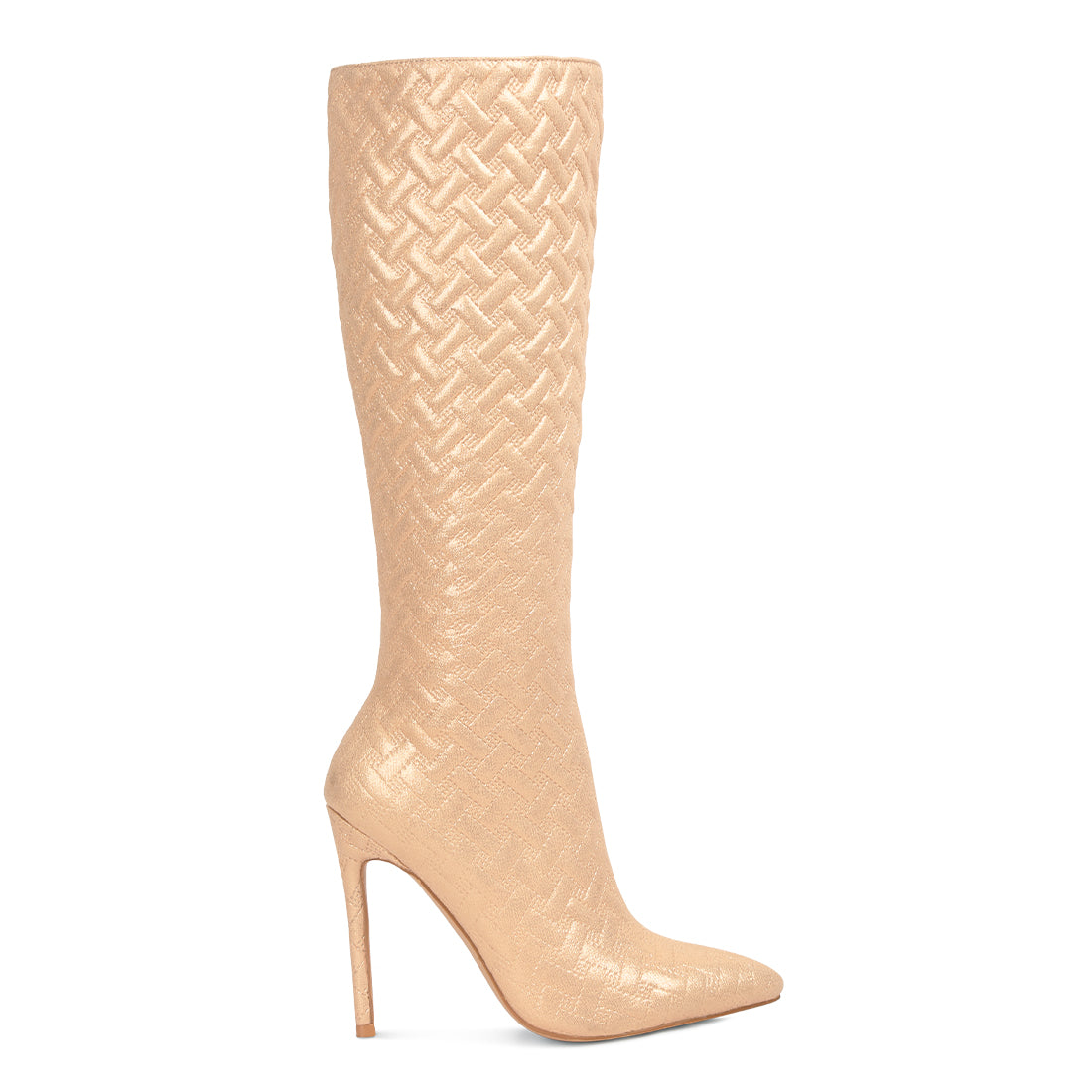 quilted high heeled calf boots#color_beige