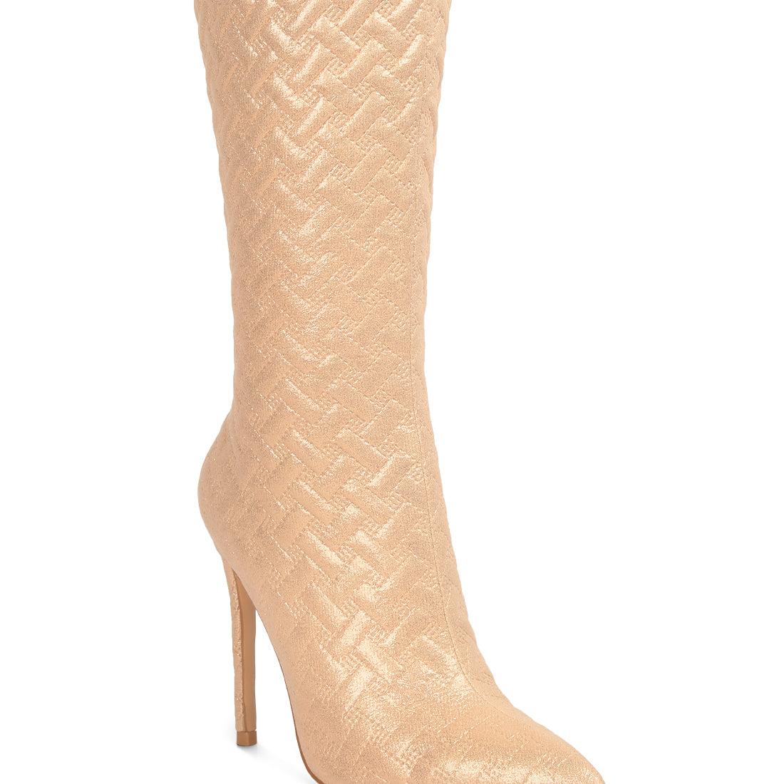 quilted high heeled calf boots#color_beige