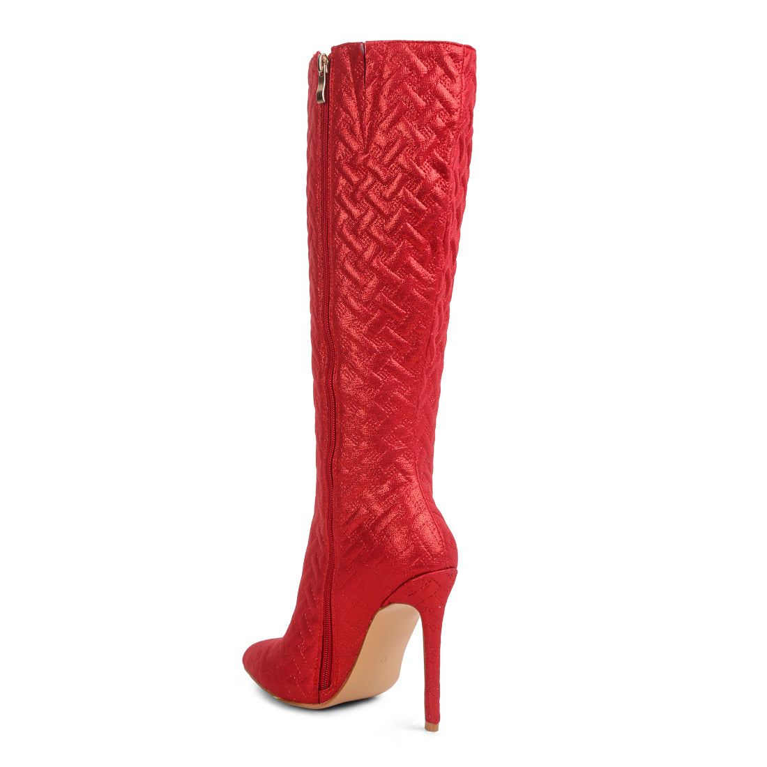 quilted high heeled calf boots#color_red
