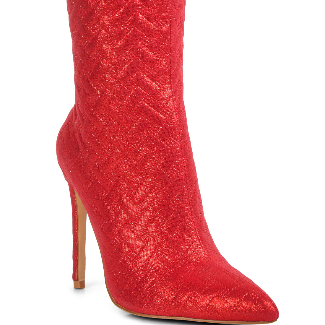quilted high heeled calf boots#color_red