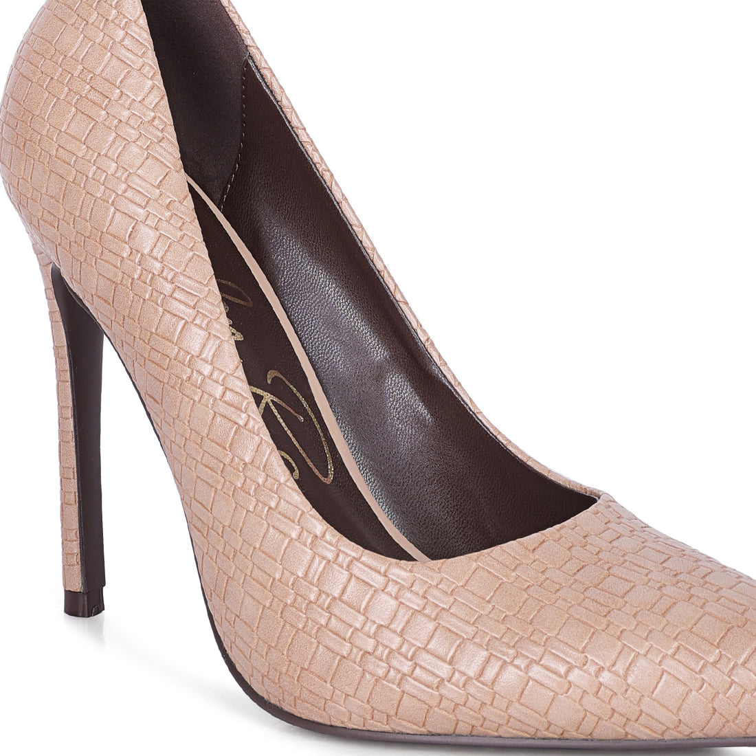 high heel pointed toe pumps#color_beige