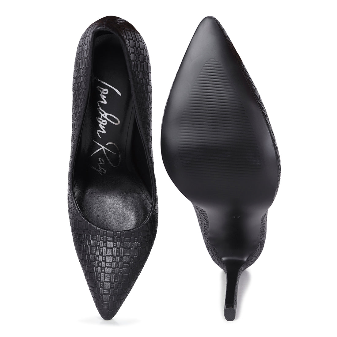 high heel pointed toe pumps#color_black