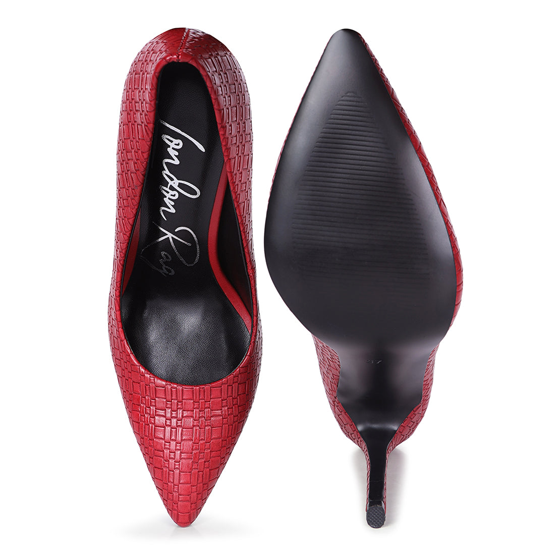high heel pointed toe pumps#color_red