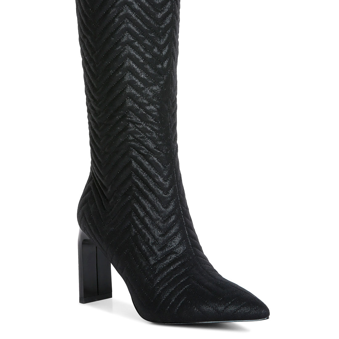 quilted italian high block heeled calf boots#color_black