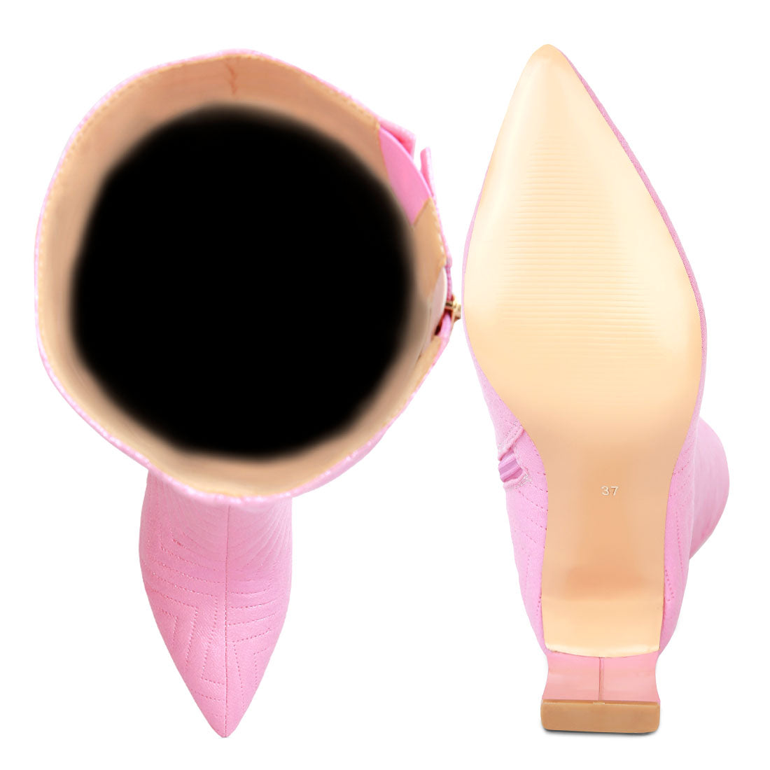 quilted italian high block heeled calf boots#color_pink