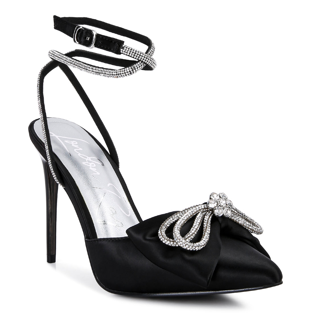 high heeled jewel mule sandals#color_black