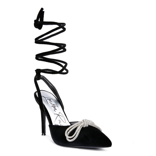 big treat high heeled jewel velvet mules#color_black