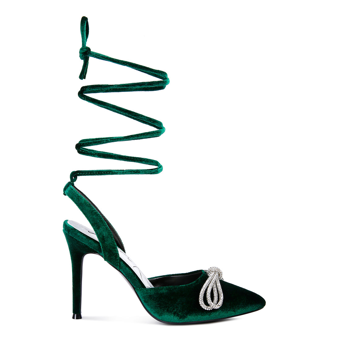 big treat high heeled jewel velvet mules#color_green