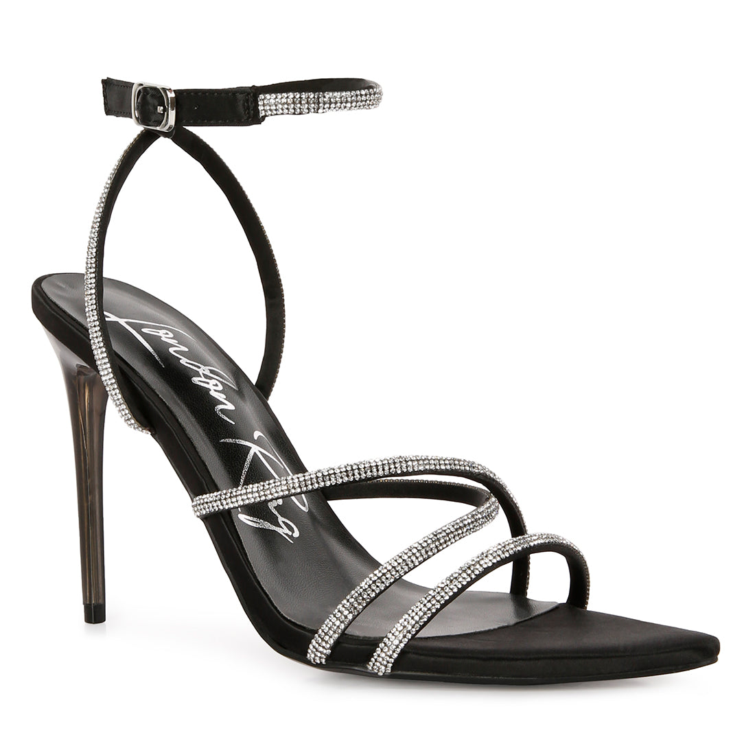 diamante strap high heeled stiletto sandals#color_black