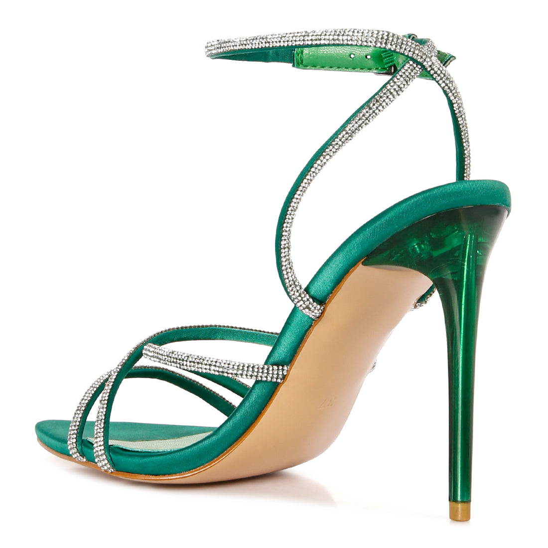 diamante strap high heeled stiletto sandals#color_green