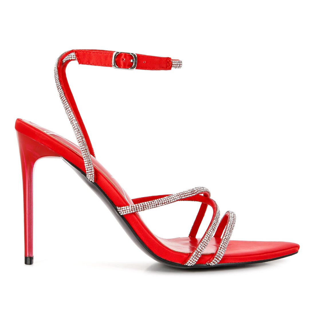 diamante strap high heeled stiletto sandals#color_red