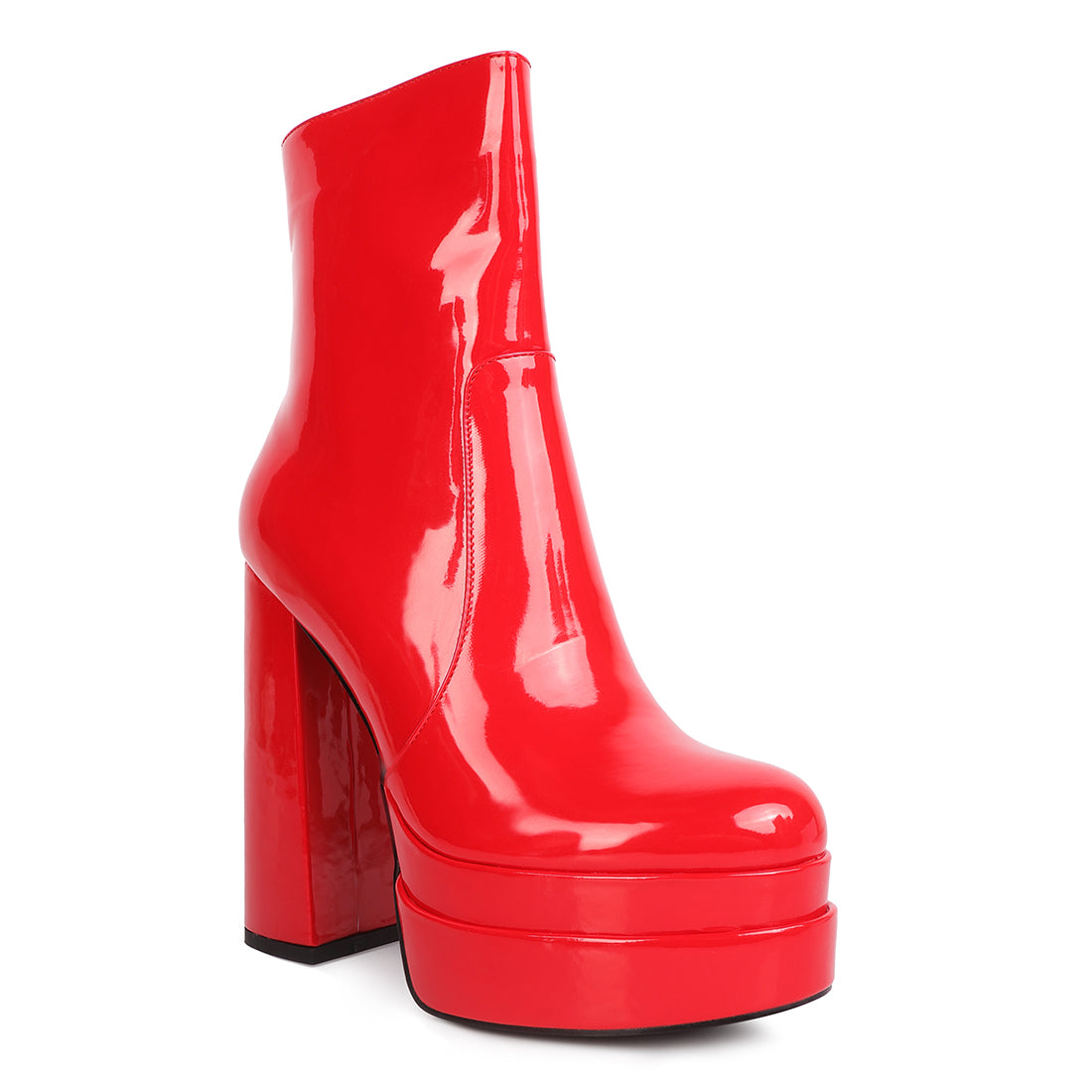 high heel platform ankle boots#color_red