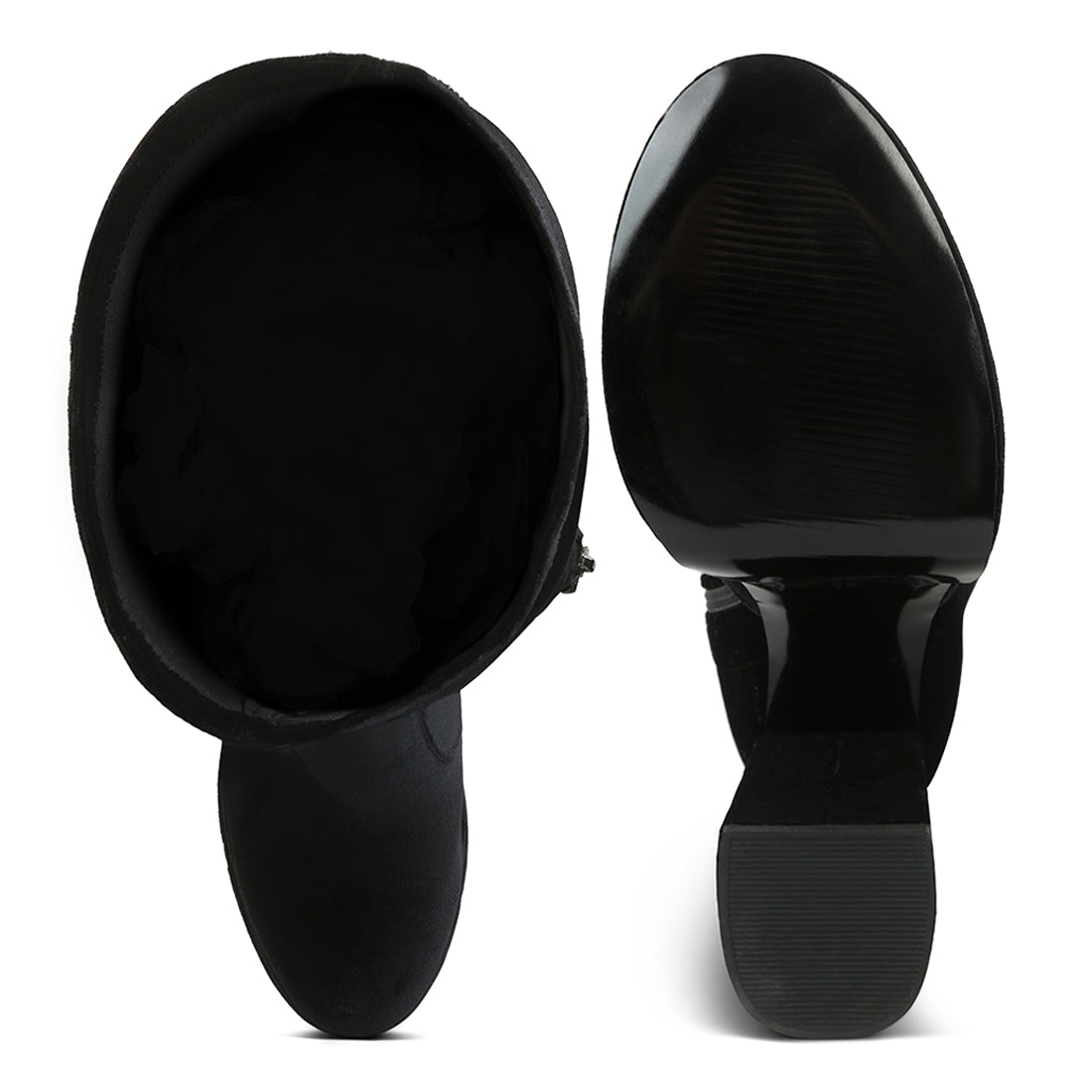 lazuli high block heel velvet boot#color_black