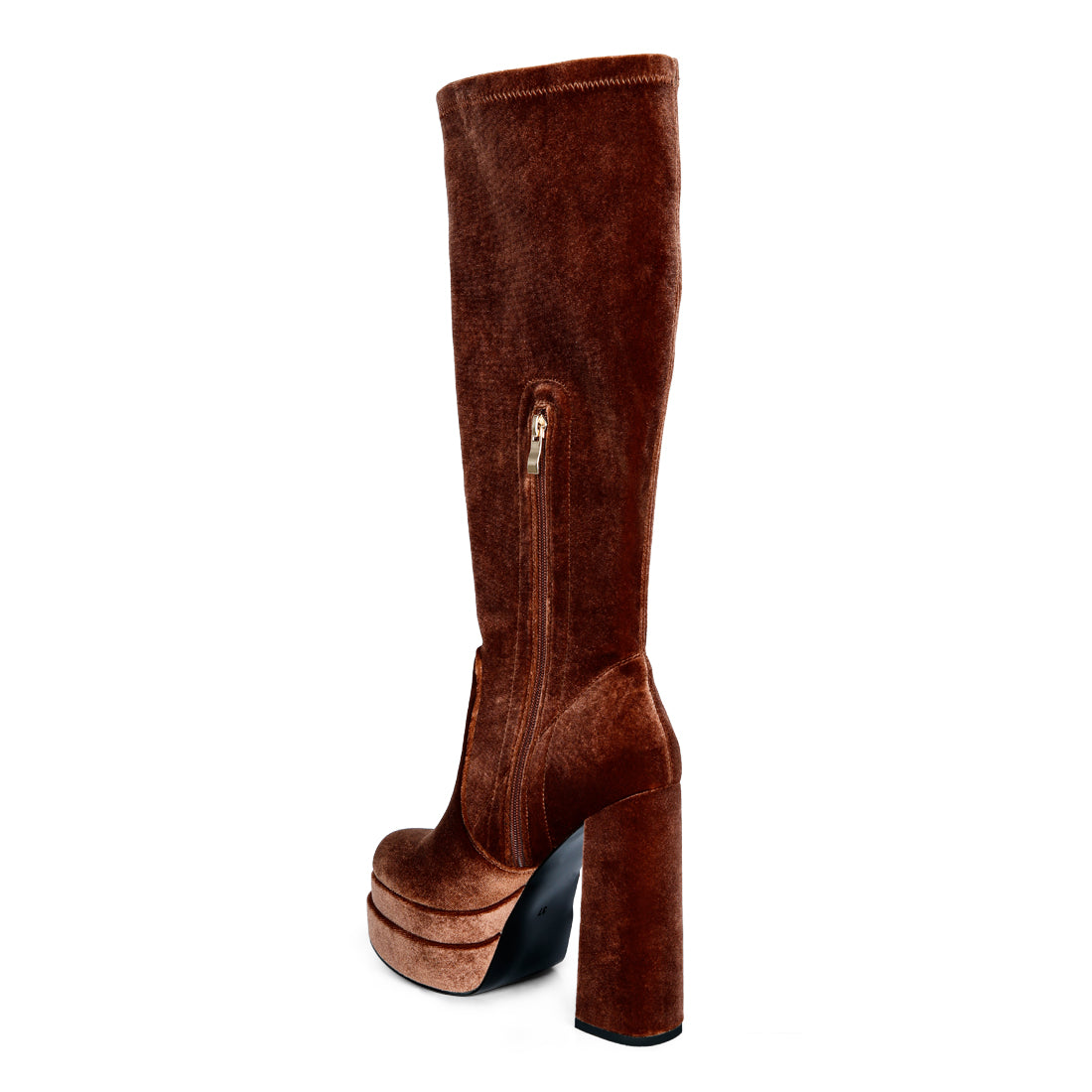 lazuli high block heel velvet boot#color_brown