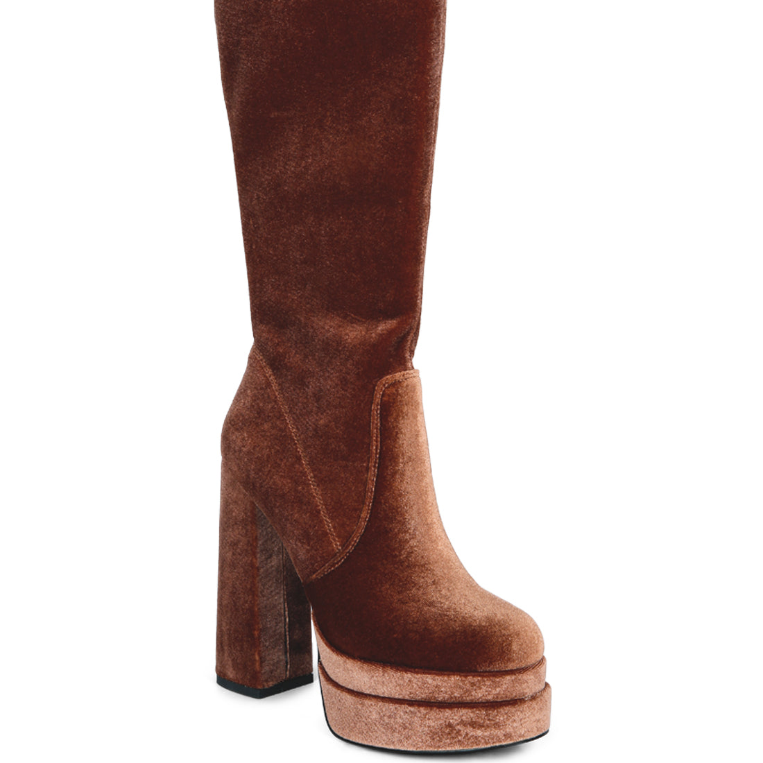 lazuli high block heel velvet boot#color_brown