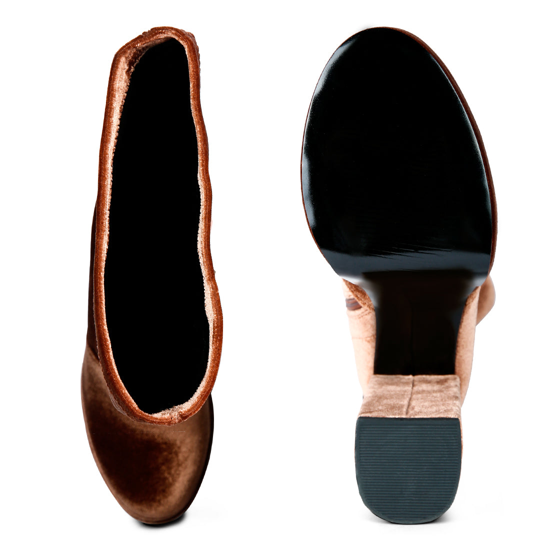 lazuli high block heel velvet boot#color_brown