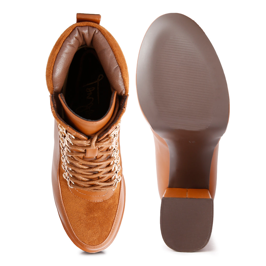 High Heeled Ankle Boots#color_tan