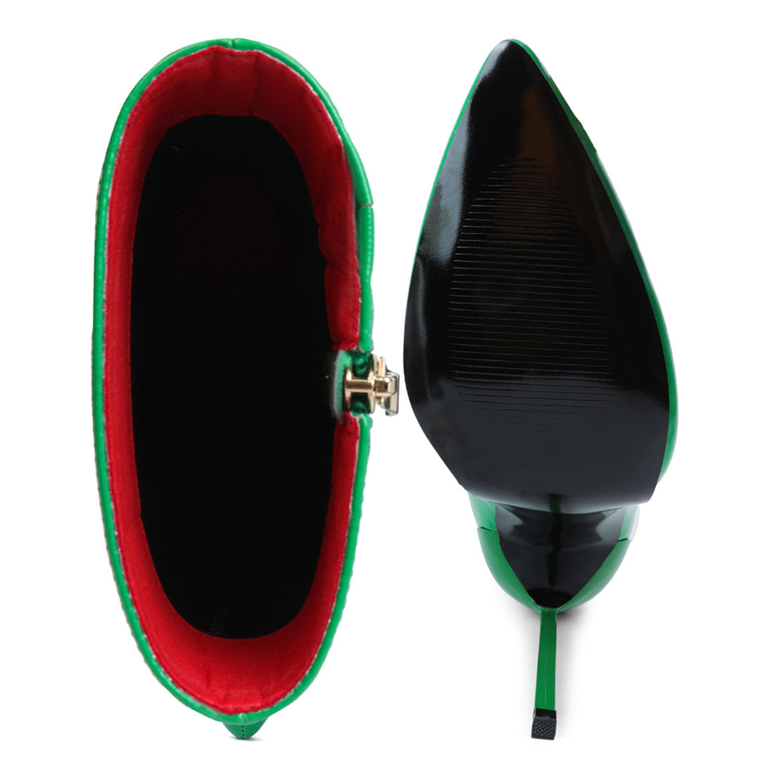 mercury patent high heeled ankle boot#color_green