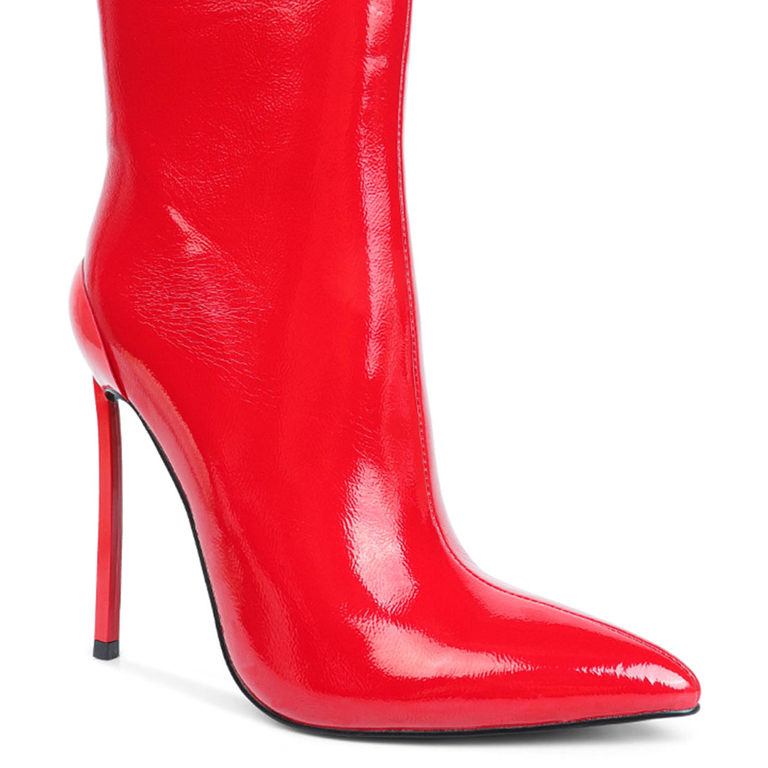 mercury patent high heeled ankle boot#color_red
