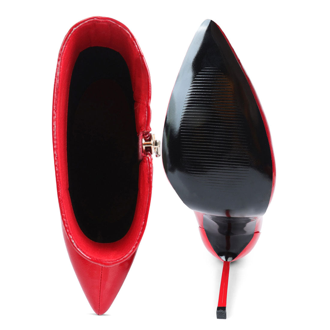 mercury patent high heeled ankle boot#color_red