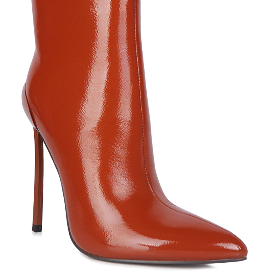 mercury patent high heeled ankle boot#color_tan