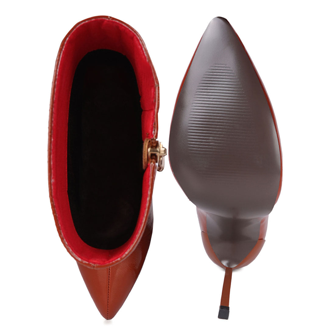 mercury patent high heeled ankle boot#color_tan