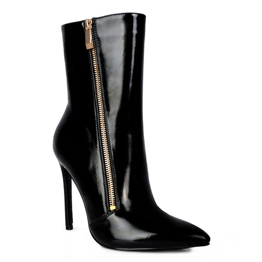 mania patent pu high heeled ankle boot#color_black