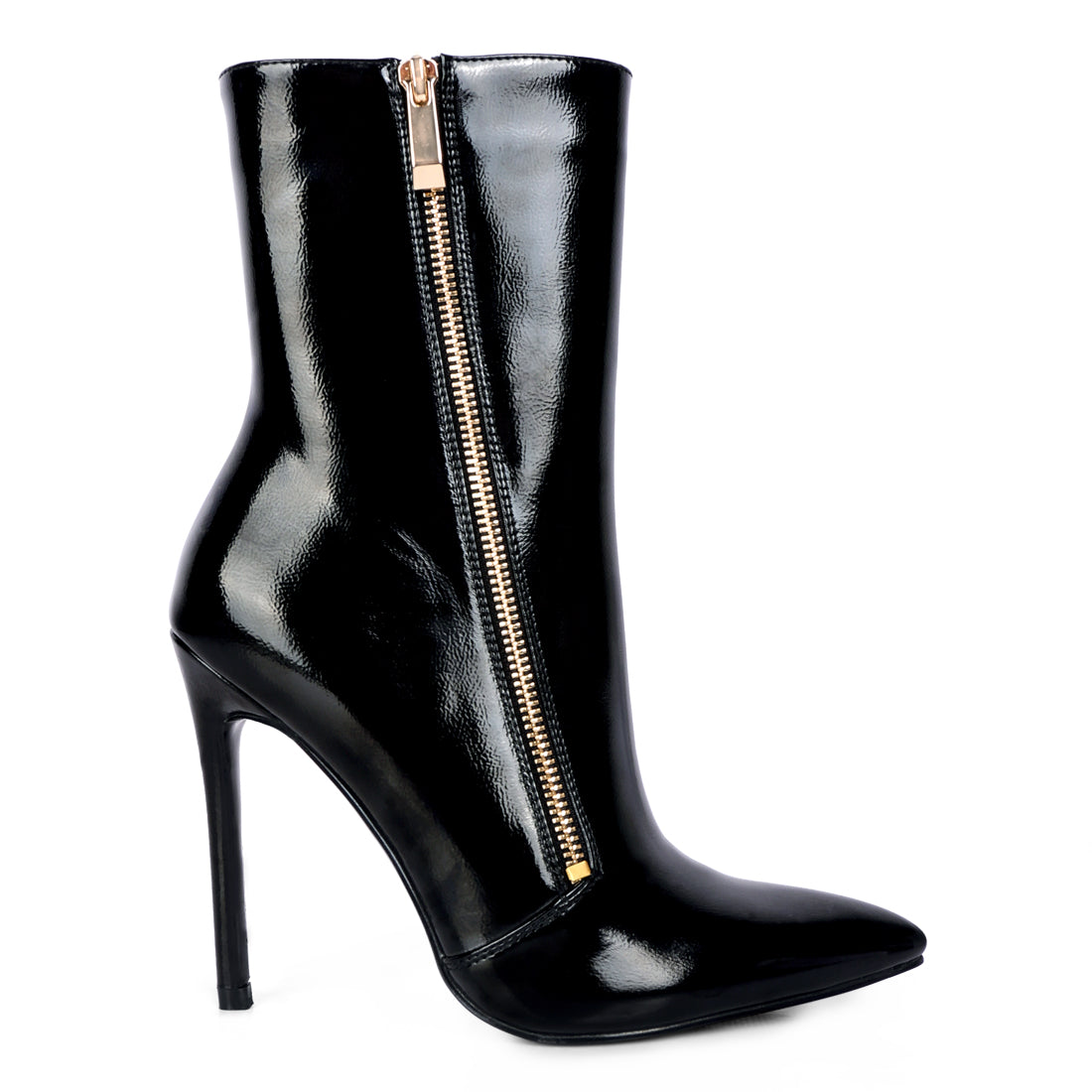 mania patent pu high heeled ankle boot#color_black