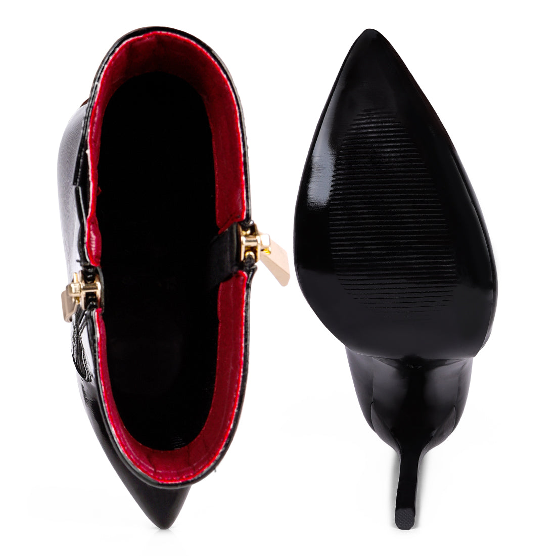 mania patent pu high heeled ankle boot#color_black