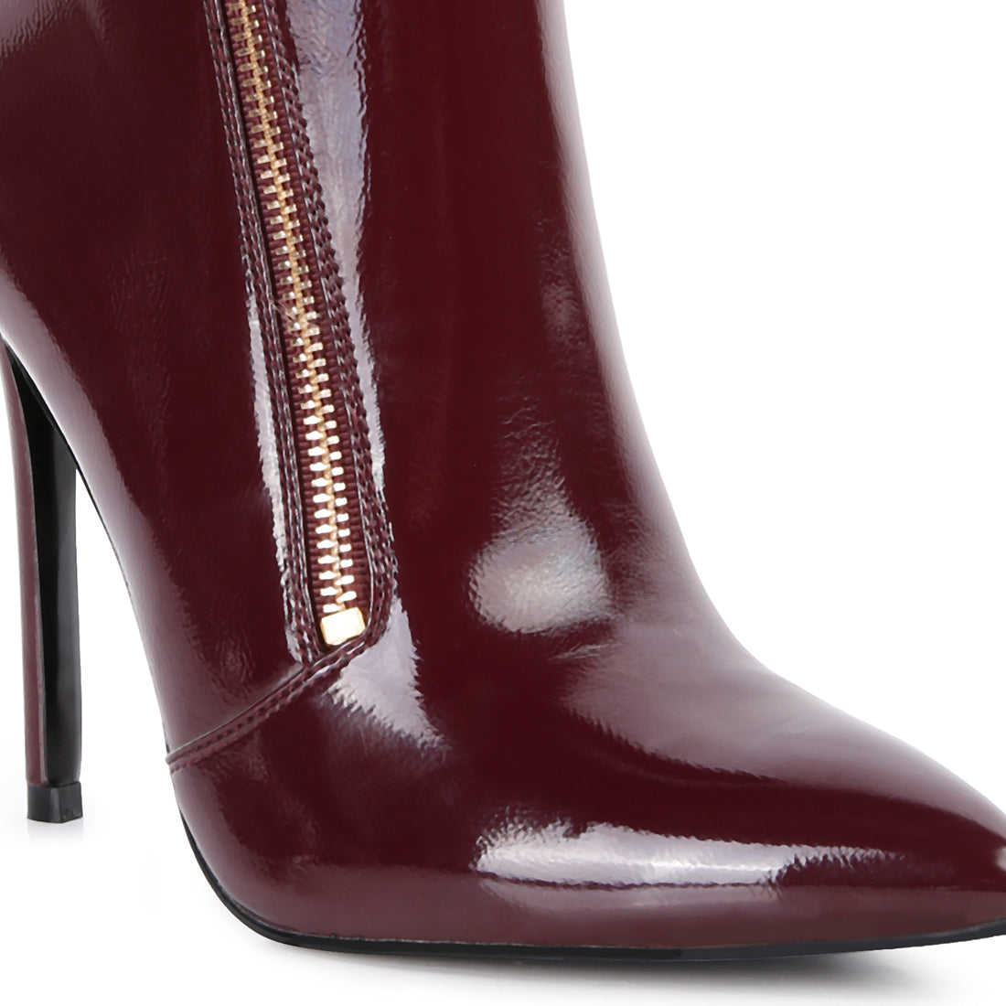 mania patent pu high heeled ankle boot#color_burgundy