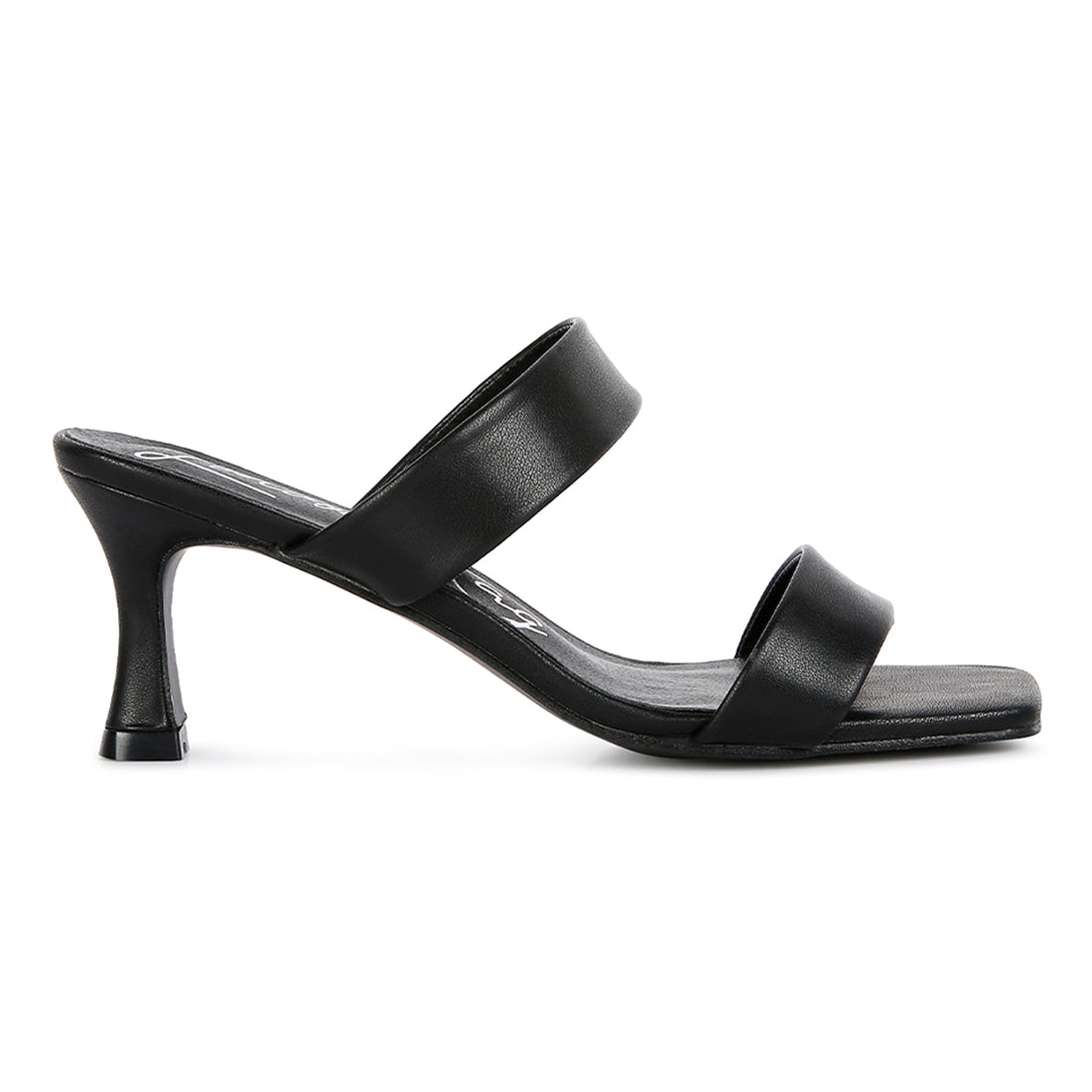 Black Mid Heel Sandals