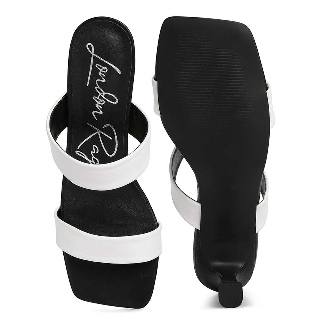 Black & White  Mid Heel Sandals