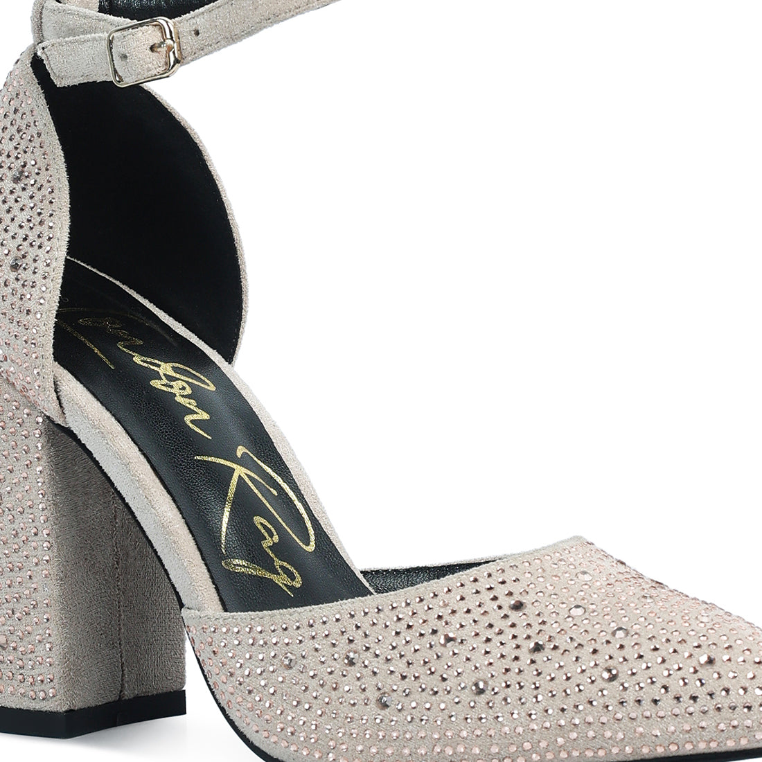 microfiber diamante block heeled sandal#color_beige