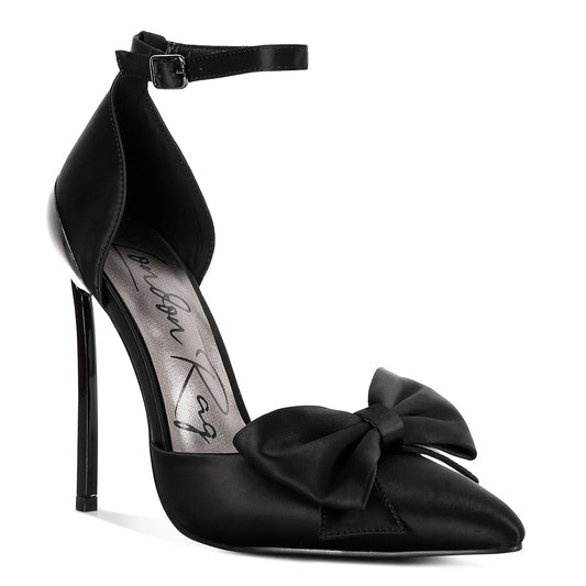 high heeled bow sandals#color_black