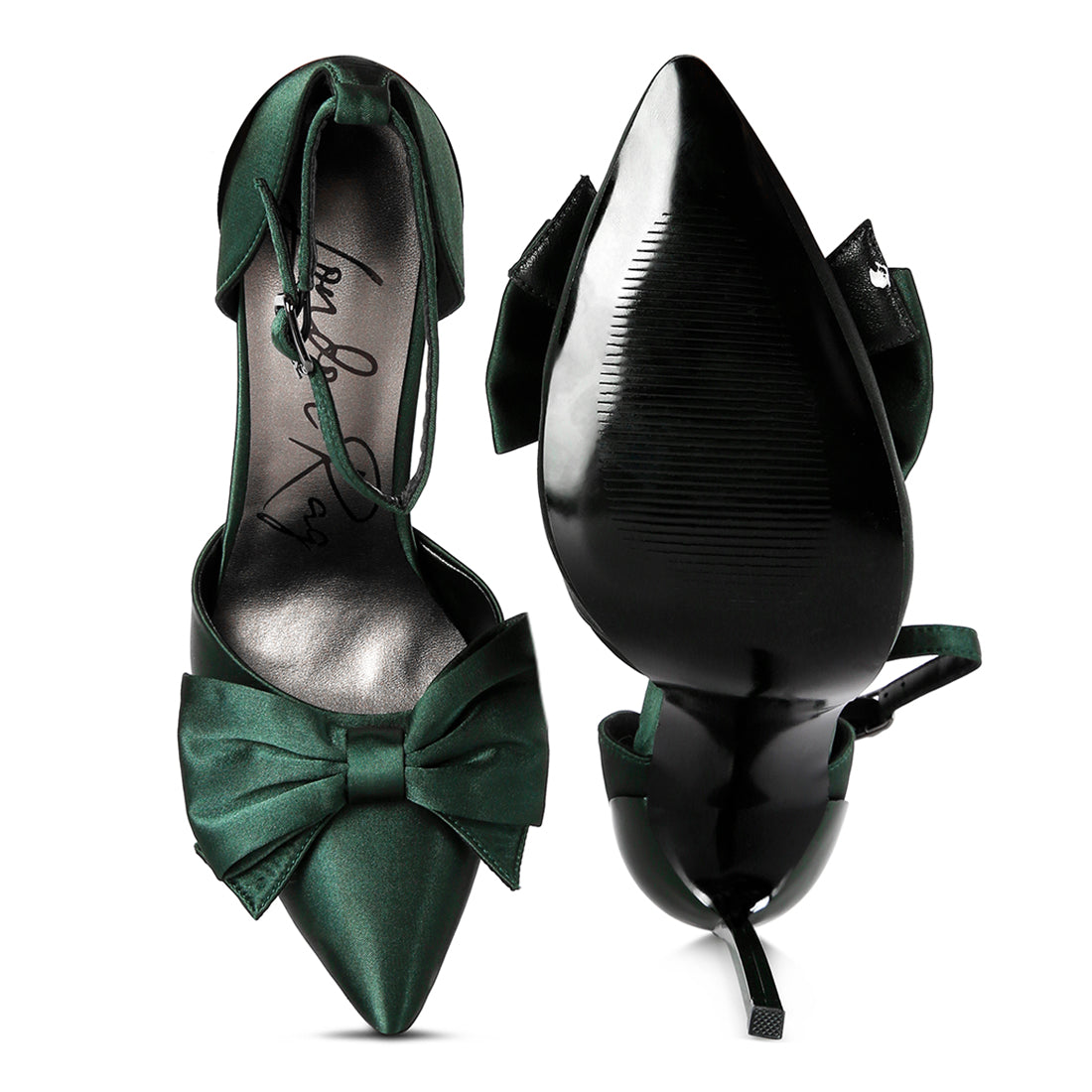 high heeled bow sandals#color_green