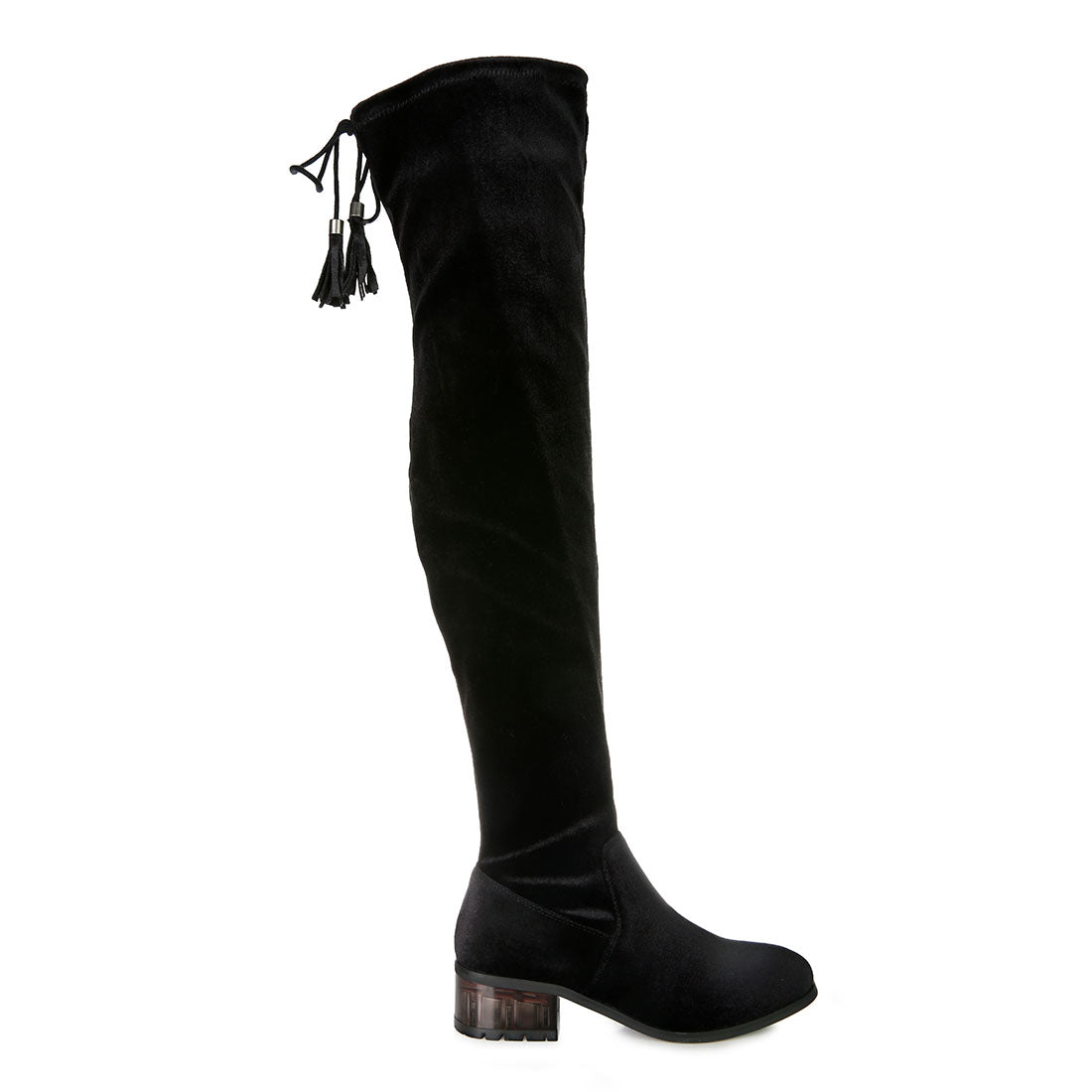 rumple velvet over the knee clear heel boots#color_black