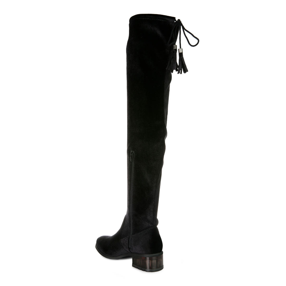 rumple velvet over the knee clear heel boots#color_black