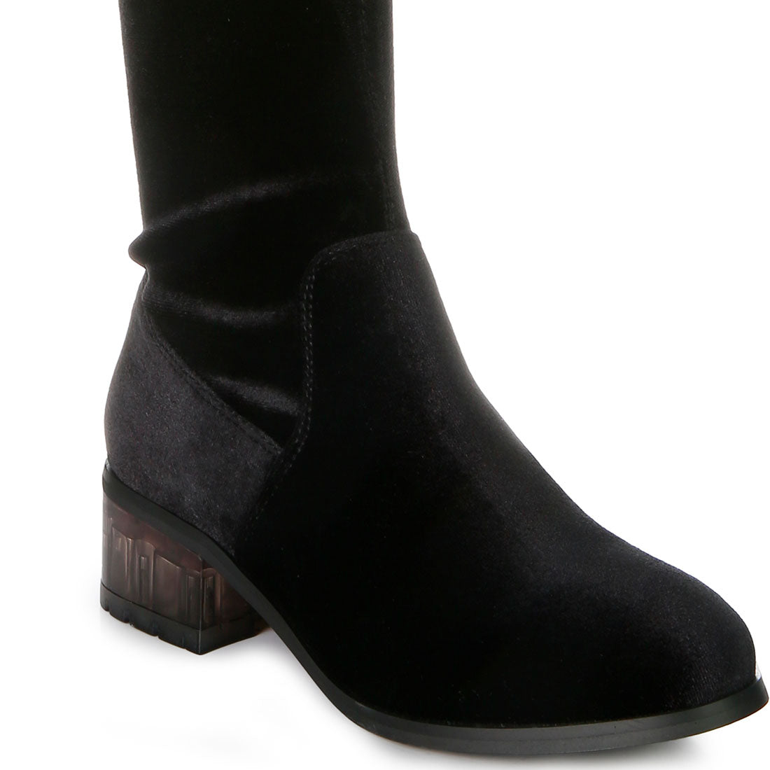 rumple velvet over the knee clear heel boots#color_black
