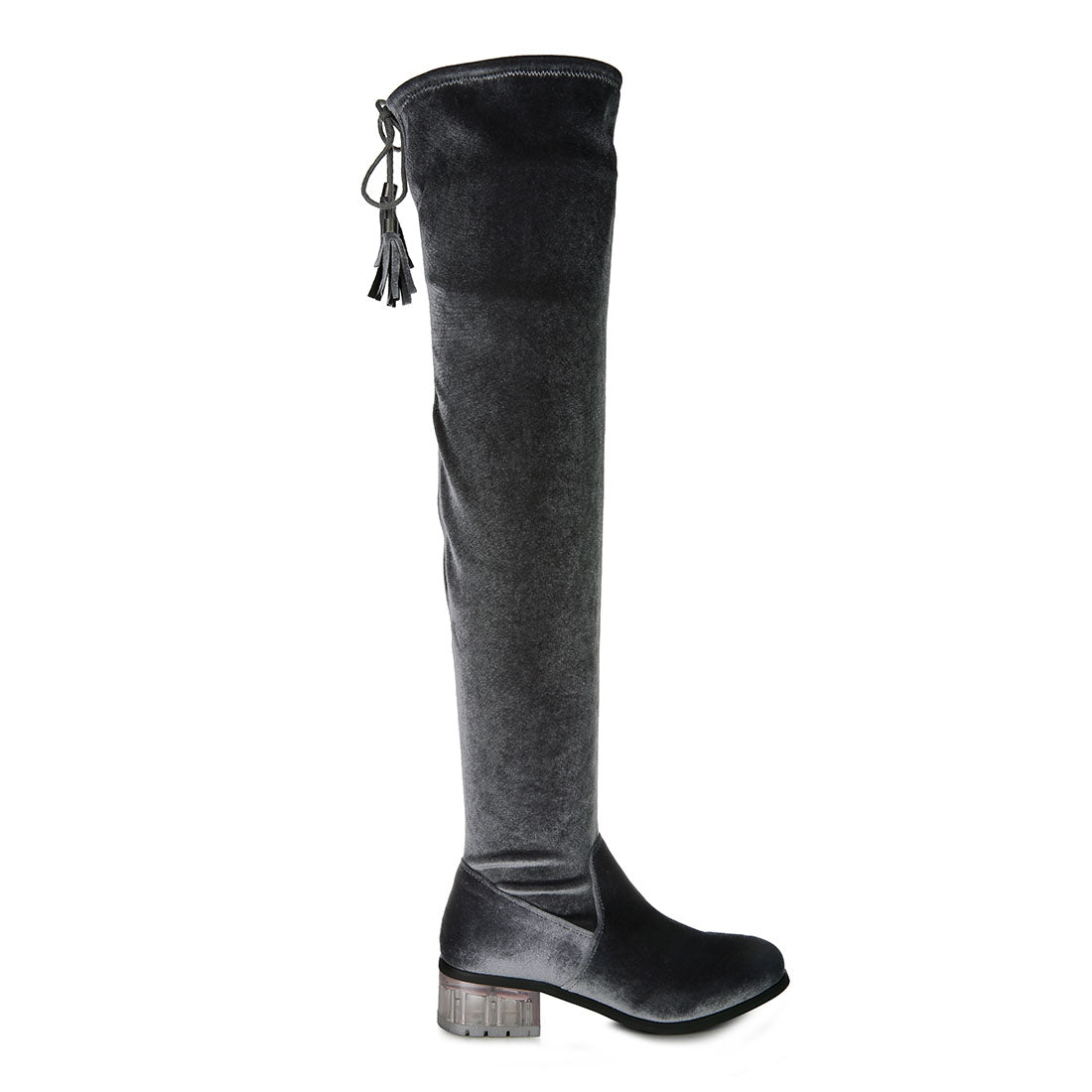 rumple velvet over the knee clear heel boots#color_grey